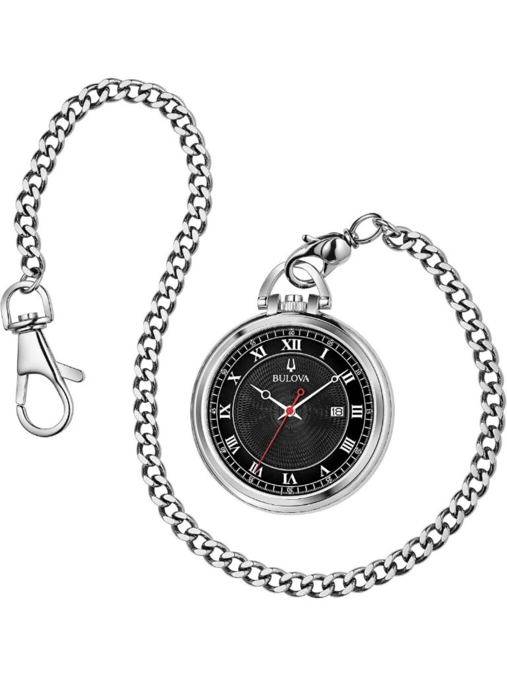 Elegant Classic Pocket Watch - 3-Hand Date Quartz, Stainless Steel, Black Dial